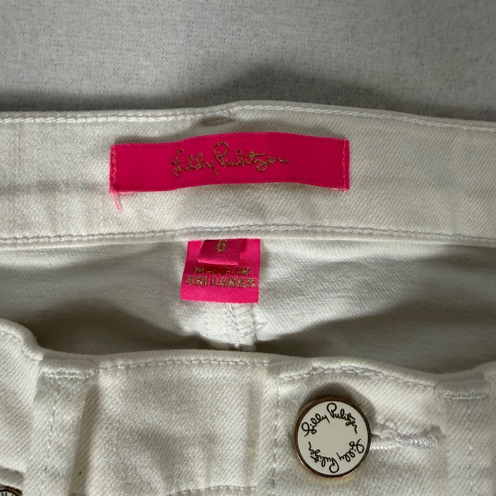 Lilly Pulitzer White Cropped Eyelet Hem Jeans - Picture 3 of 10